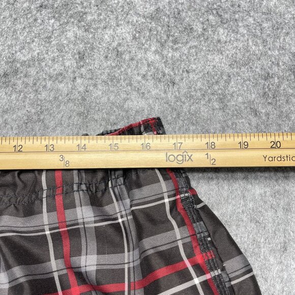 OP Mens Plaid Cargo Shorts L/G 36-38" Elastic Waist Drawstring Swim Trunks - Picture 2 of 14